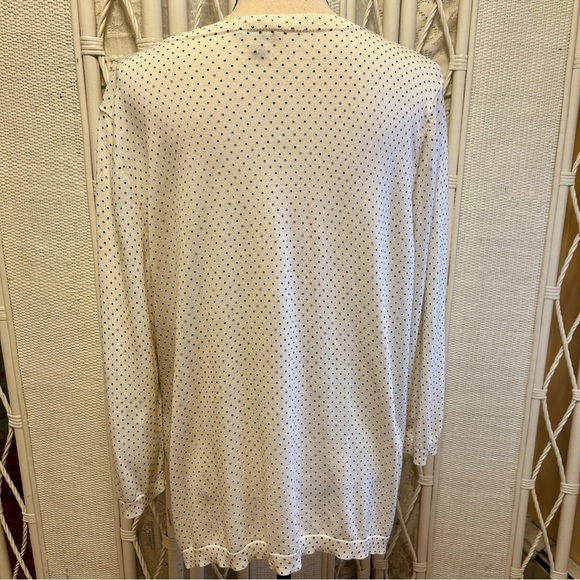 Talbots Charming Cardigan Ivory White Black Mini Dot Cotton Sweater plus size 2X - Picture 5 of 14